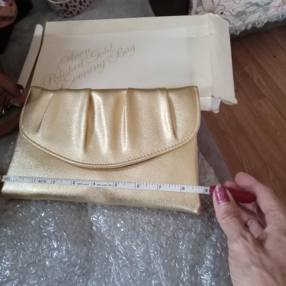 1970s Polished Gold evening bag bu avon n.i.b. NEWYORK - Picture 2 of 10